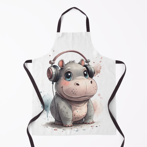 Item preview, Cool kawaii Hippo wearing headphones designed and sold by glenwith1na.