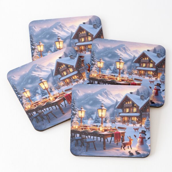 Item preview, Snowy Mountain Christmas Feast Holiday Scene designed and sold by Dream Output .