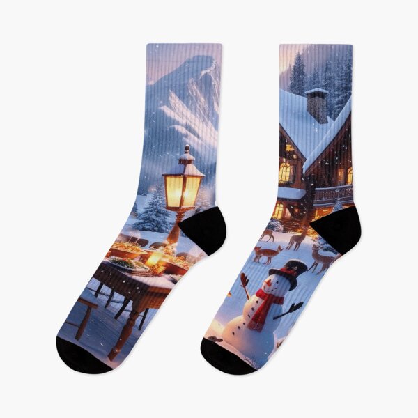 Item preview, Snowy Mountain Christmas Feast Holiday Scene designed and sold by Dream Output .