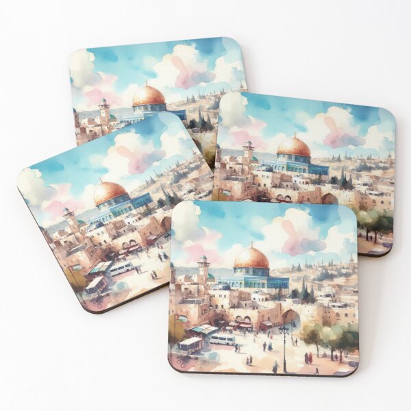 Item preview, retro jerusalem watercolor painting designed and sold by Slice Of Seed.