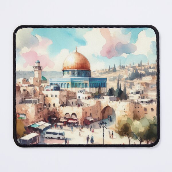 Item preview, retro jerusalem watercolor painting designed and sold by Slice Of Seed.