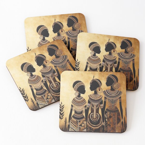 Item preview, The Three Sisters, African Tribal Art style in Black and Gold designed and sold by Shs-Kenya.
