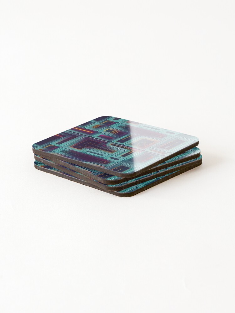 Thumbnail 4 of 5, Coasters (Set of 4), Futuristic Rounded Rectangles Pattern designed and sold by LivelaStudio.