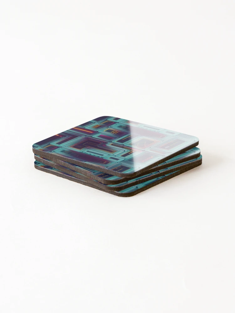 Thumbnail 4 of 5, Coasters (Set of 4), Futuristic Rounded Rectangles Pattern designed and sold by LivelaStudio.
