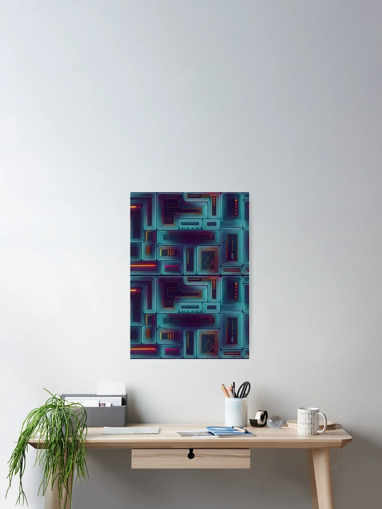 Thumbnail 2 of 3, Poster, Futuristic Rounded Rectangles Pattern designed and sold by LivelaStudio.