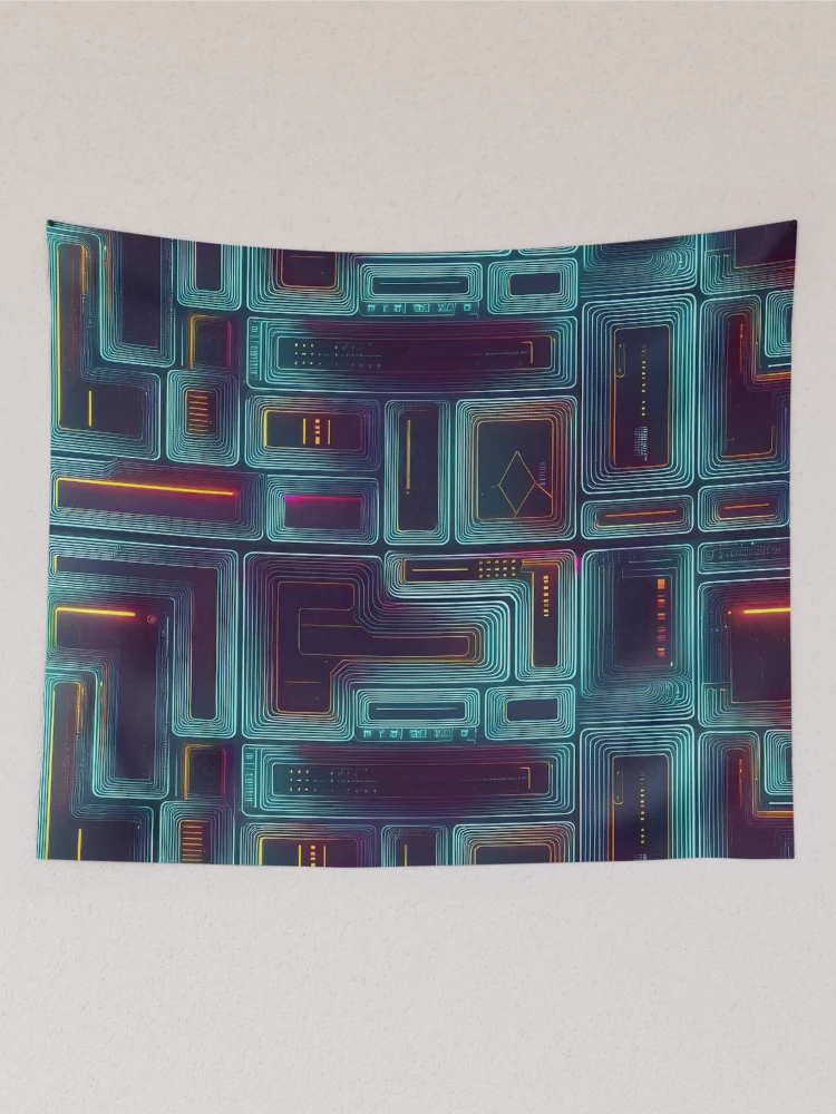 Thumbnail 2 of 3, Tapestry, Futuristic Rounded Rectangles Pattern designed and sold by LivelaStudio.