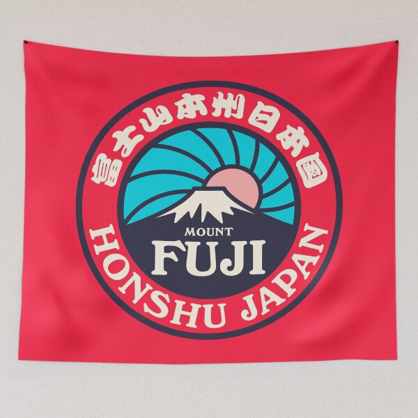 Item preview, Mt Fuji Retro Sunrise A Cyan Red designed and sold by VoodooCircus.