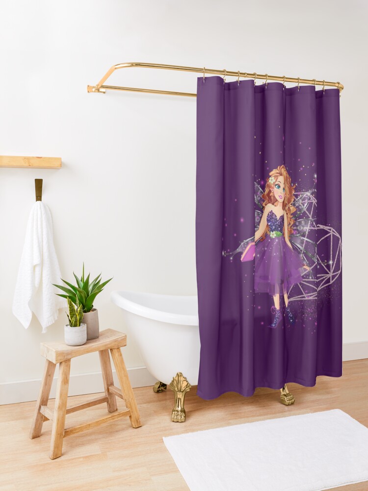 Thumbnail 3 of 5, Shower Curtain, Felicia's Lavender Heart Collection designed and sold by TeelieTurner.