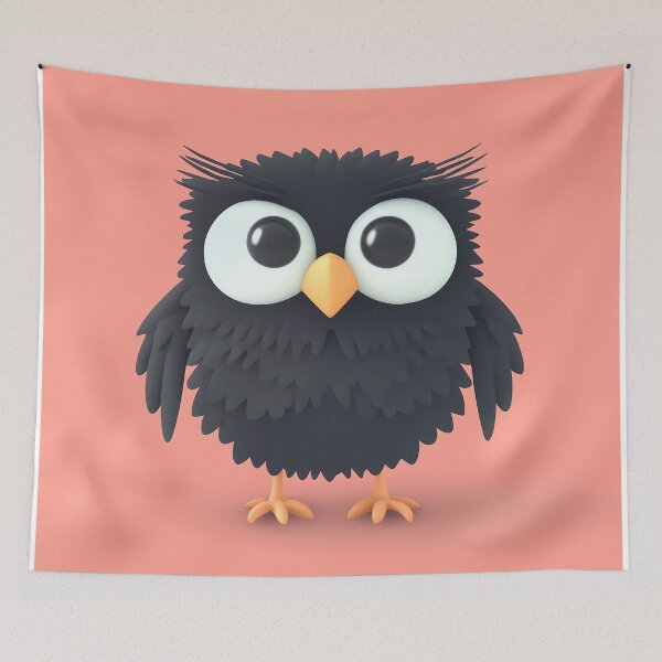 Item preview, Black Owl Minimalist 3D Illustration designed and sold by GoldenTealArts.