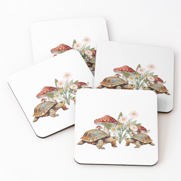 Item preview, Turtle Lover Mushroom Boho Nature Lover Flowers Red Mushrooms Turtoise designed and sold by CCKimShop.