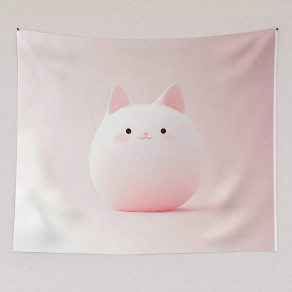 Item preview, Cute Minimalist Pink Cat Illustration designed and sold by GoldenTealArts.