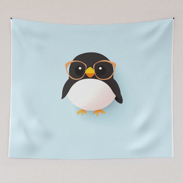 Item preview, Cute Penguin With Glasses Cartoon Design designed and sold by GoldenTealArts.
