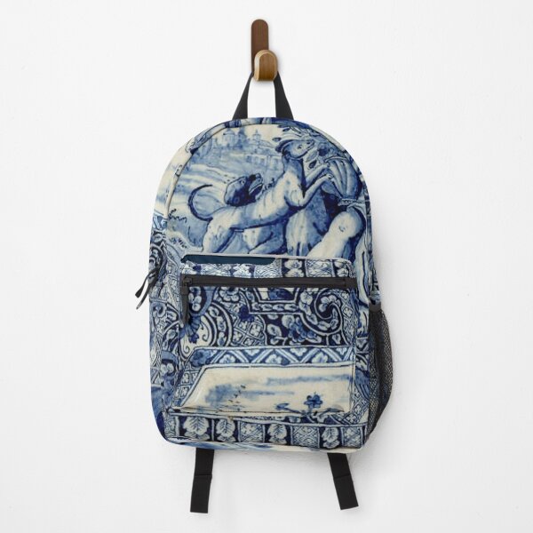 Item preview, Dutch Blue Delft Vintage Lady Sitting with Her Dog Print designed and sold by posterbobs.