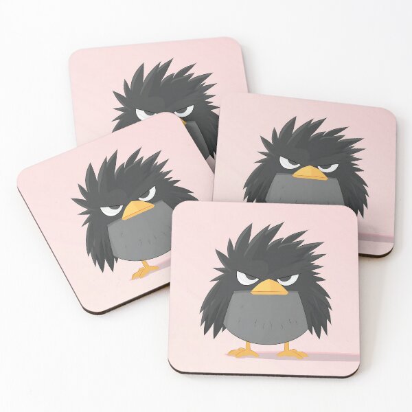 Item preview, Angry Black Bird Cartoon Illustration designed and sold by GoldenTealArts.