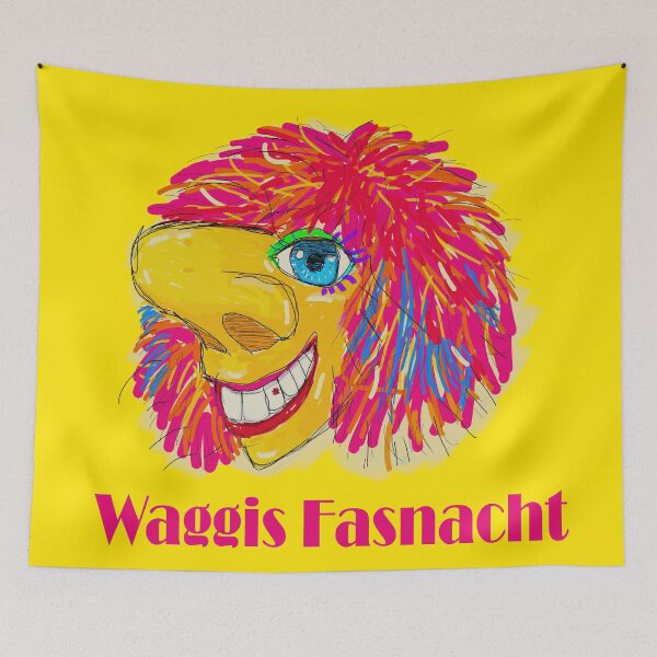 Item preview, Abstract Vibrant Waggis Fasnacht Mask name hand drawn Illustration designed and sold by KennyLucky.