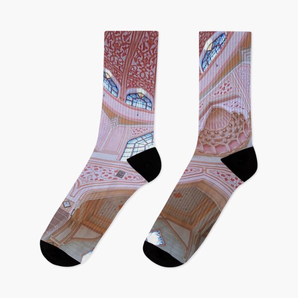 Item preview, Colourful pink tiled interior of a middle eastern building. designed and sold by claireseyeview.