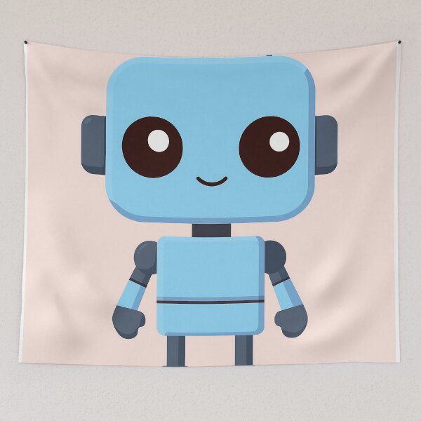 Item preview, Cute Blue Robot Illustration designed and sold by GoldenTealArts.