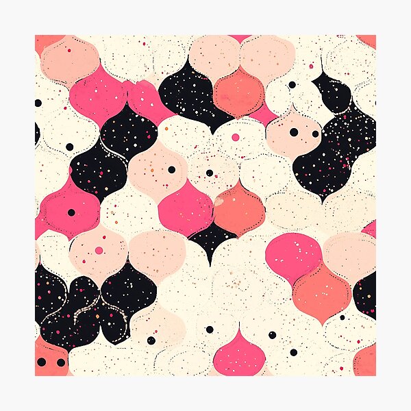 Aperçu de l'œuvre Motif géométrique abstrait rétro rose et noir avec texture mouchetée créée et vendue par agitated wear.