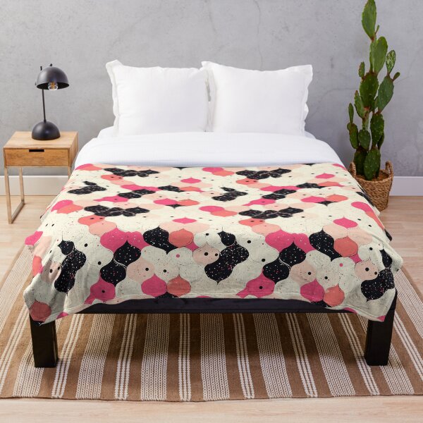 Item preview, Retro Abstract Pink and Black Geometric Pattern with Speckled Texture designed and sold by agitated wear.
