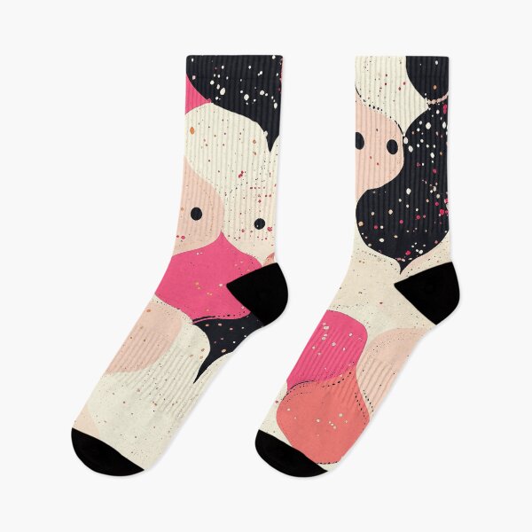 Artikelvorschau, Retro abstraktes rosa und schwarzes geometrisches Muster mit gesprenkelter Textur entworfen und verkauft von agitated wear.