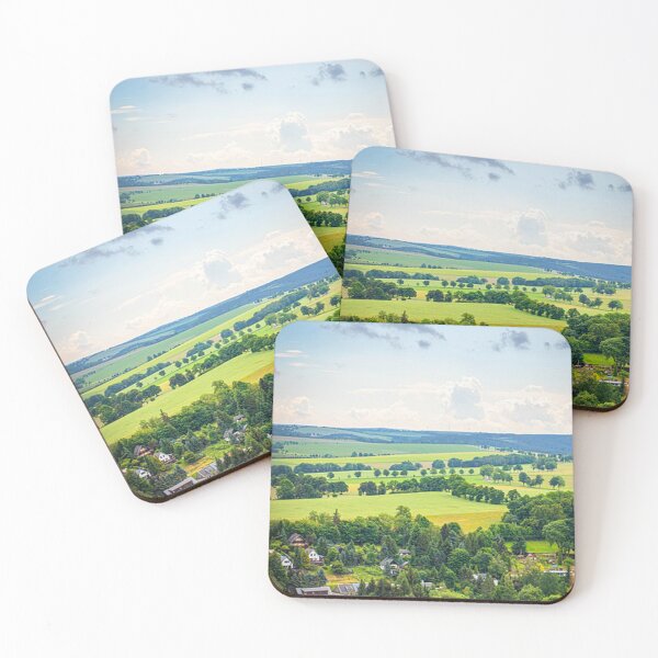 Item preview, Green countryside with trees, houses and fields. designed and sold by claireseyeview.