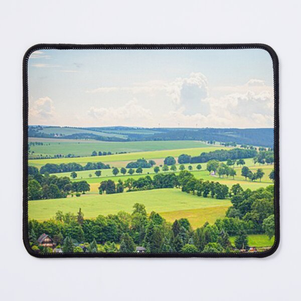 Item preview, Green countryside with trees, houses and fields. designed and sold by claireseyeview.