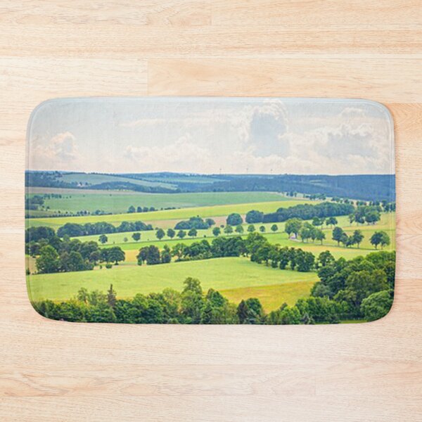 Item preview, Green countryside with trees, houses and fields. designed and sold by claireseyeview.