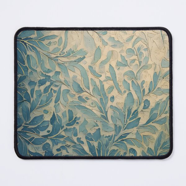 Item preview, A detailed pattern of stylized leaves and branches in shades of blue and beige creates a textured background designed and sold by homydesign.