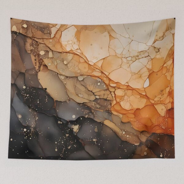 Item preview, Abstract artwork with flowing lines and blended colors of orange, brown, and black. Organic and textured designed and sold by homydesign.
