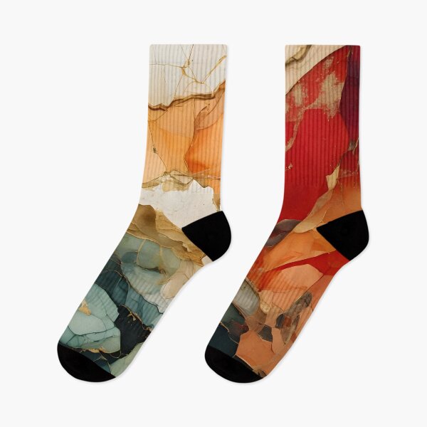 Item preview, Abstract composition with layered, cracked textures in a vibrant palette of red, orange, green, and white designed and sold by homydesign.