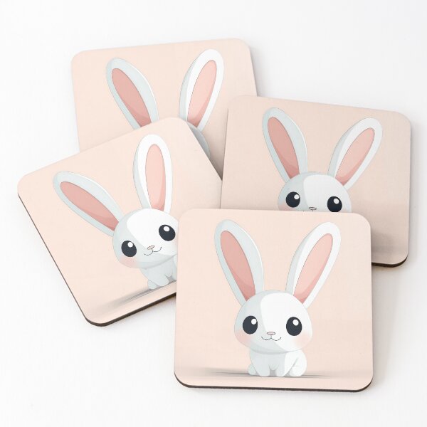 Item preview, Cute Cartoon Bunny Sitting on Pink Background designed and sold by GoldenTealArts.
