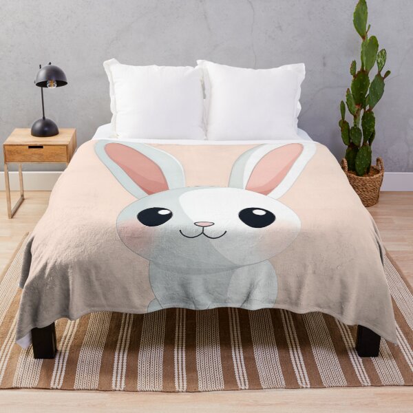 Item preview, Cute Cartoon Bunny Sitting on Pink Background designed and sold by GoldenTealArts.