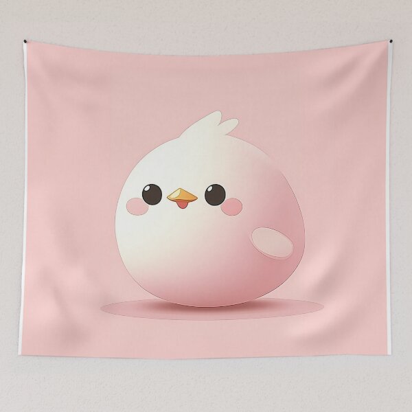 Item preview, Cute Cartoon Chick Illustration With Pink Background designed and sold by GoldenTealArts.