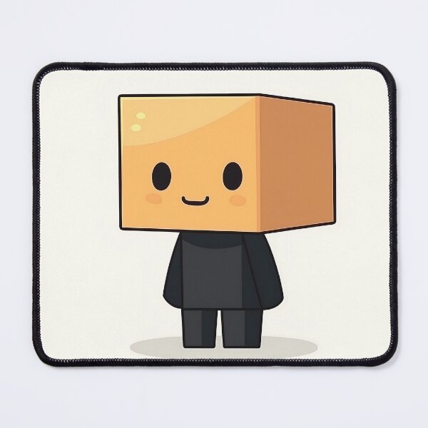 Item preview, Box Head Cartoon Character With Cheerful Expression designed and sold by GoldenTealArts.