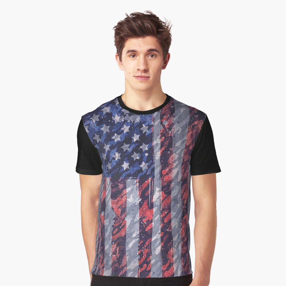Rustic American Flag Graphic T-Shirt
