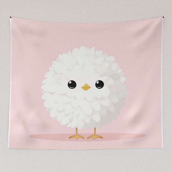Item preview, Cute Fluffy Chick Illustration With Pink Background designed and sold by GoldenTealArts.