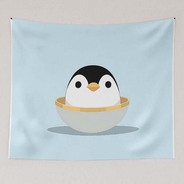 Item preview, Cute Penguin In A Bowl Illustration designed and sold by GoldenTealArts.