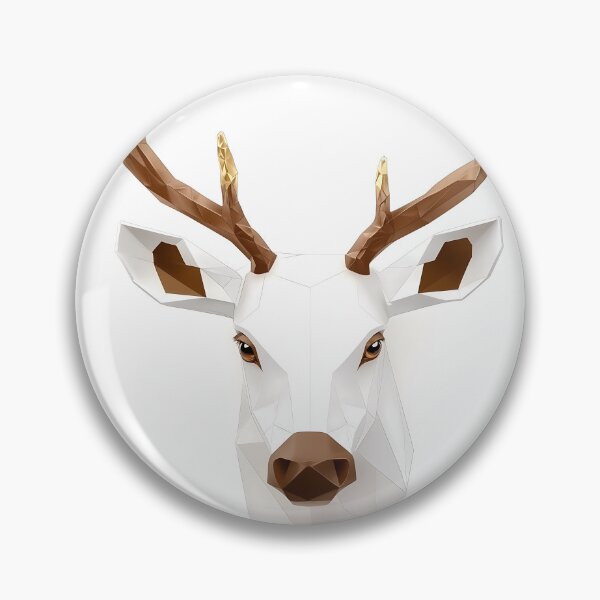 Item preview, 3D Polygonal Deer Head With Gold Antlers designed and sold by GoldenTealArts.