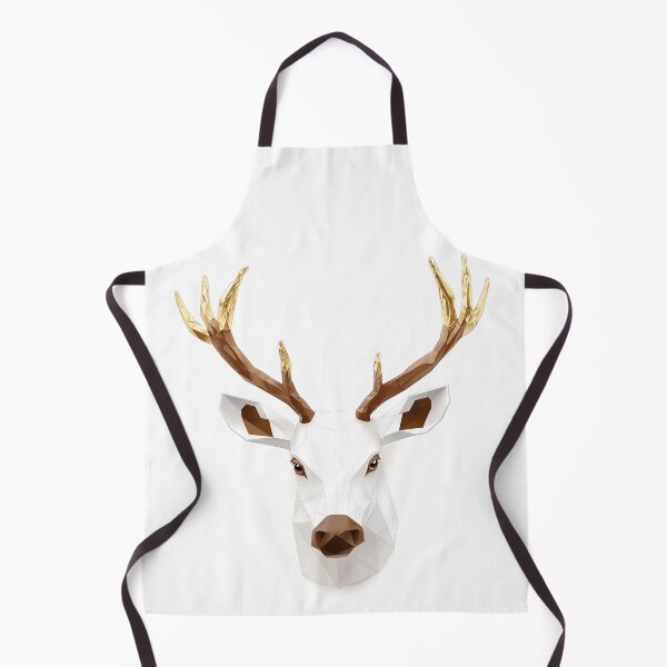 Item preview, 3D Polygonal Deer Head With Gold Antlers designed and sold by GoldenTealArts.