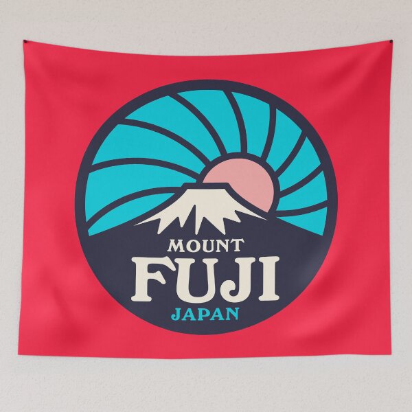 Item preview, Mt Fuji Retro Sunrise B Cyan Red designed and sold by VoodooCircus.