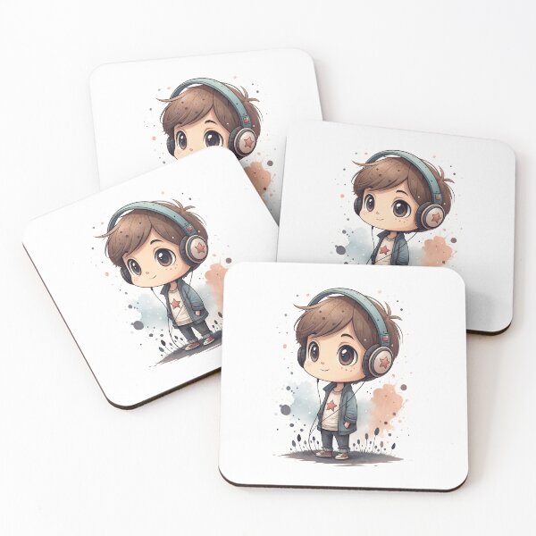 Item preview, Cool kawaii young boy wearing headphones designed and sold by glenwith1na.