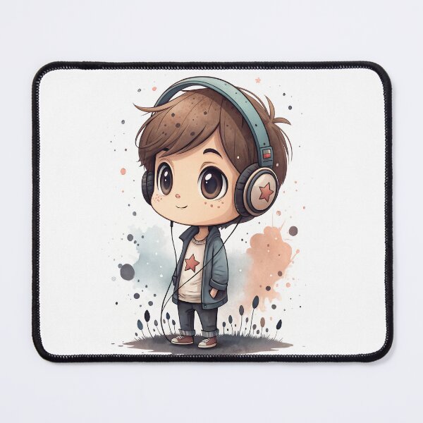 Item preview, Cool kawaii young boy wearing headphones designed and sold by glenwith1na.