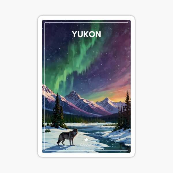 Artikel-Vorschau von Yukon Kanada Nordlichter Wolf Kunst, designt und verkauft von twentytwo ART souvenir designs.
