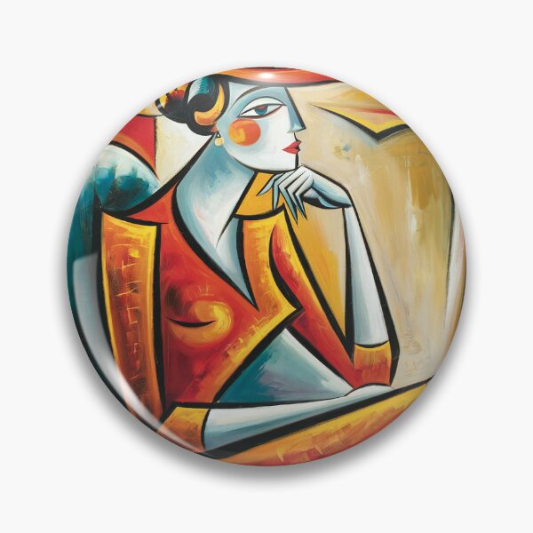 Item preview, The Lady in Red: A Cubist Reflection of Elegance and Introspection | abstract painting of a lady designed and sold by KARTICK DUTTA.