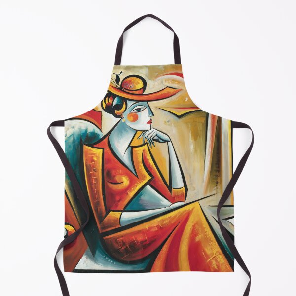 Item preview, The Lady in Red: A Cubist Reflection of Elegance and Introspection | abstract painting of a lady designed and sold by KARTICK DUTTA.