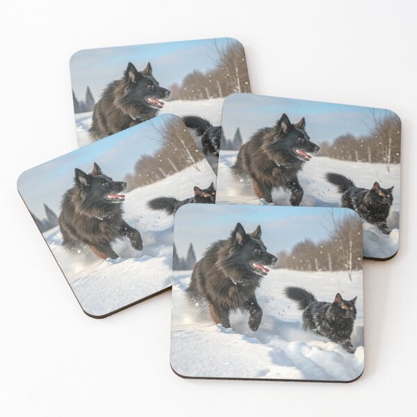 Item preview, Dog & cat in snow designed and sold by pawprintz.