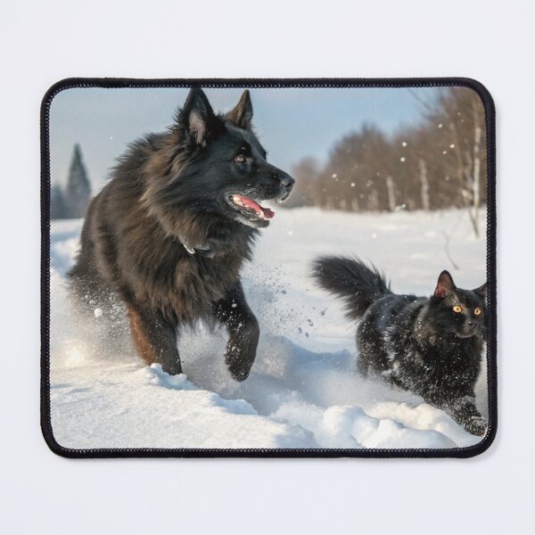 Item preview, Dog & cat in snow designed and sold by pawprintz.