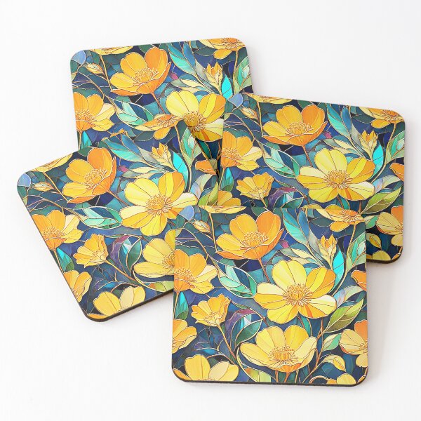 Item preview, Stained Glass Blossom, Artistic Floral Print, Yellow Tone designed and sold by PixelStoneDesign .
