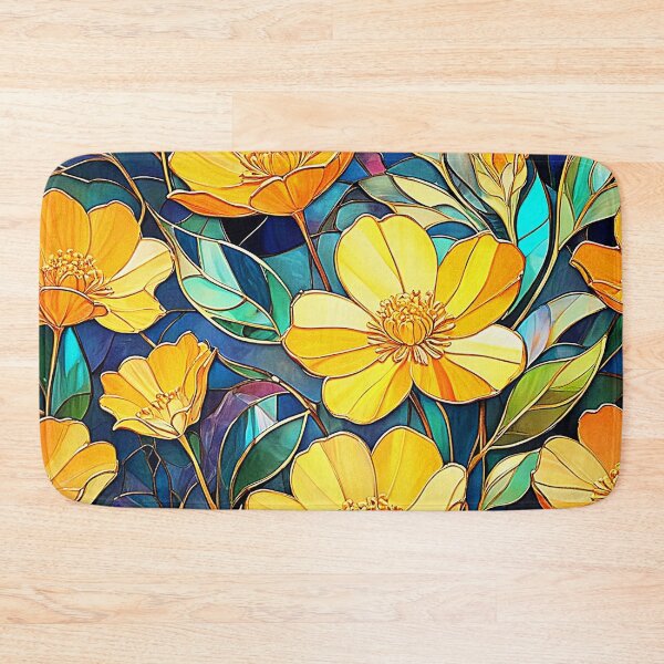 Item preview, Stained Glass Blossom, Artistic Floral Print, Yellow Tone designed and sold by PixelStoneDesign .