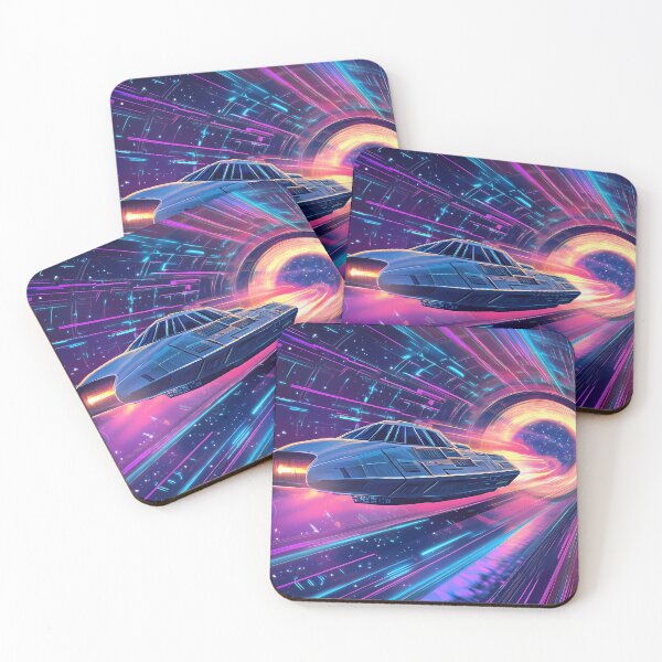 Item preview, Neon Spacecraft Entering a Cosmic Wormhole designed and sold by PixelReverb.